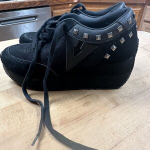Volatile Black leather trainers with studded side detail
